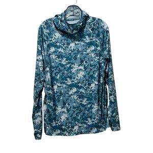 Grunden's Men's Solstrale Scuba Fishing Hoodie Teal/White Camo UPF 50 - M